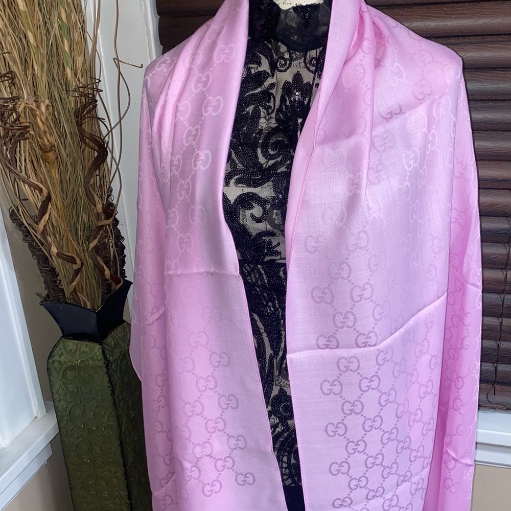 Rare color bnwt Gucci GG shawl scarf pink - Picture 3 of 12